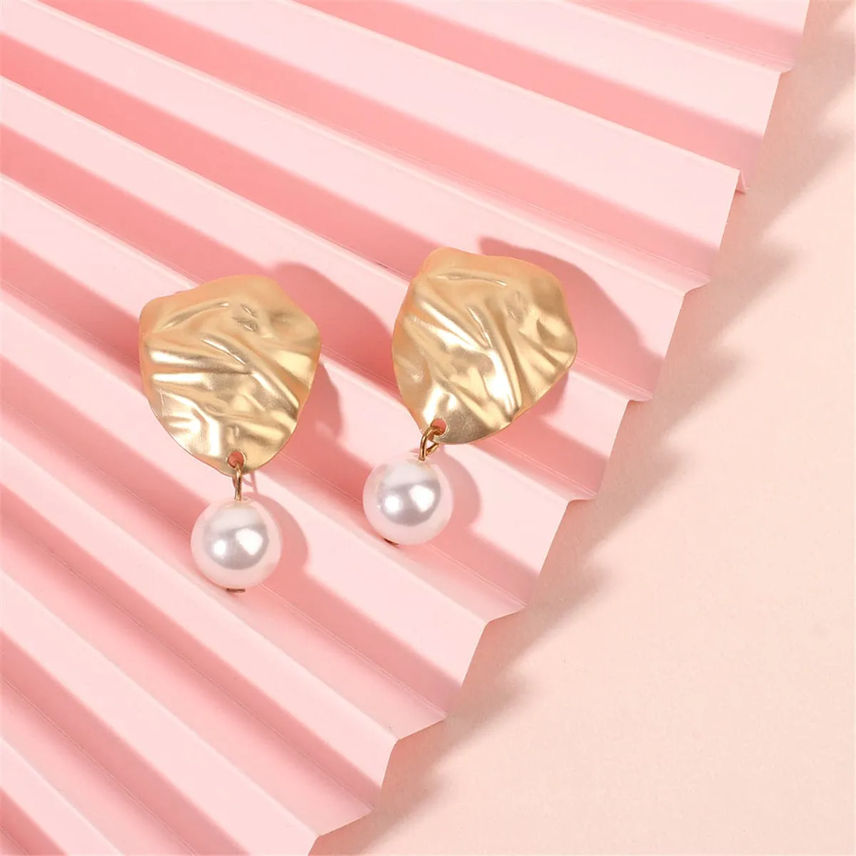 Pearl & 18K Gold-Plated Wrinkle Drop Earrings