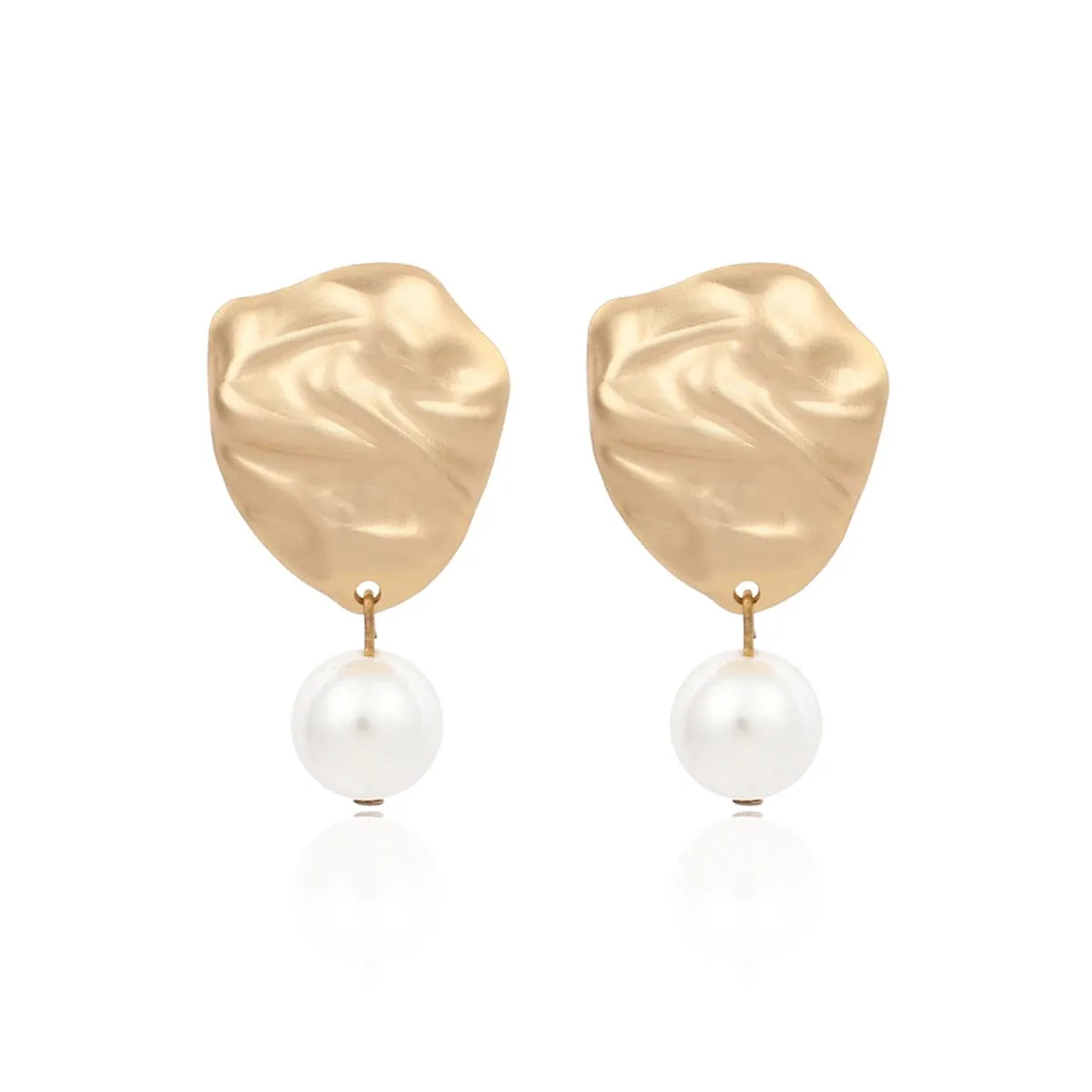 Pearl & 18K Gold-Plated Wrinkle Drop Earrings