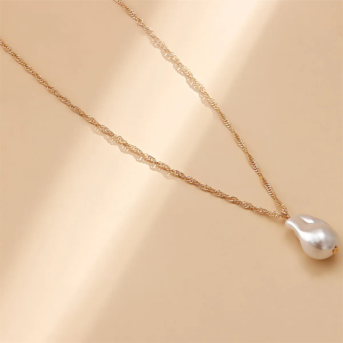 Pearl & Turquoise 18K Gold-Plated Heart Pendant Layered Necklace