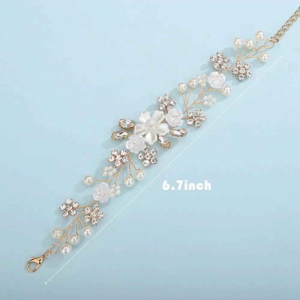 Pearl Flower Bridal 3 PC Jewelry Set, Wedding Floral Necklace and Earrings Jewelry, Crystal Flower Wedding Necklace Set