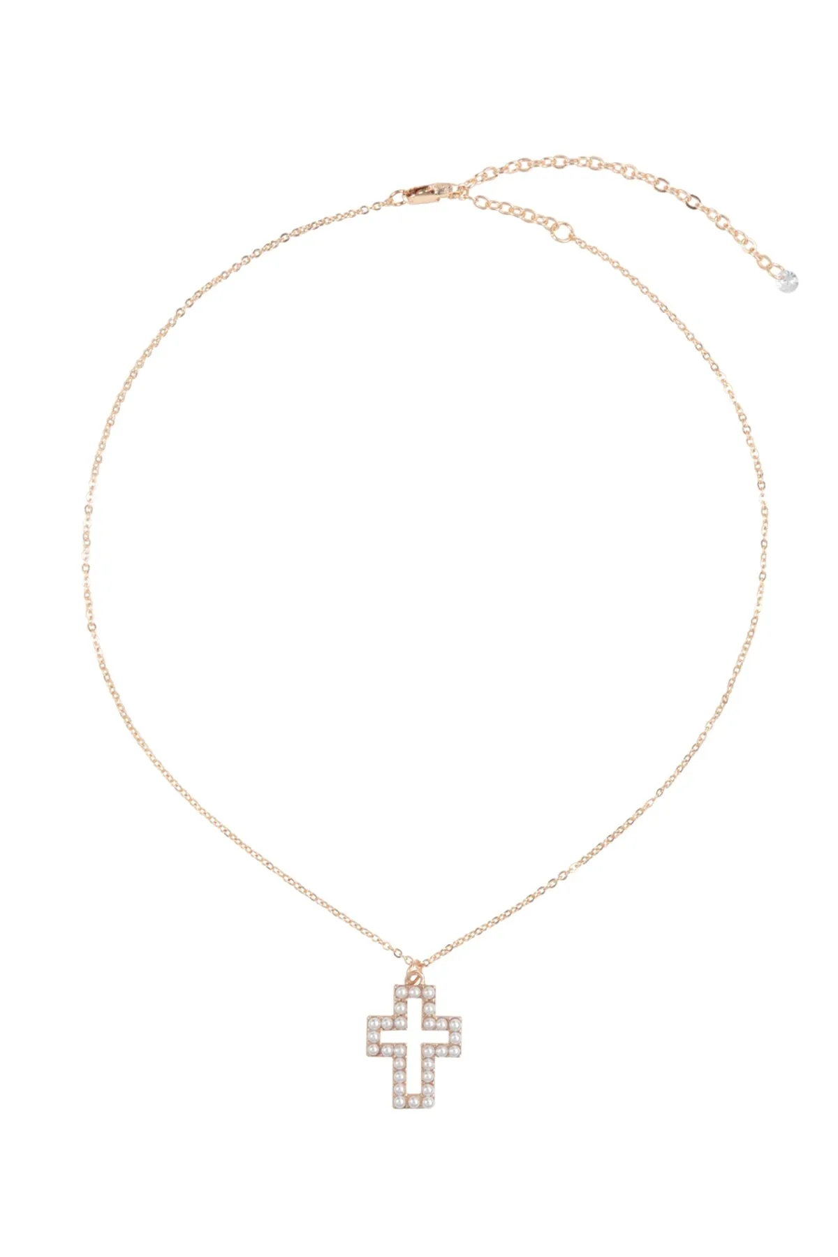 PEARL OPEN CROSS PENDANT NECKLACE
