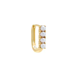 Pearl Oval Huggie Earring