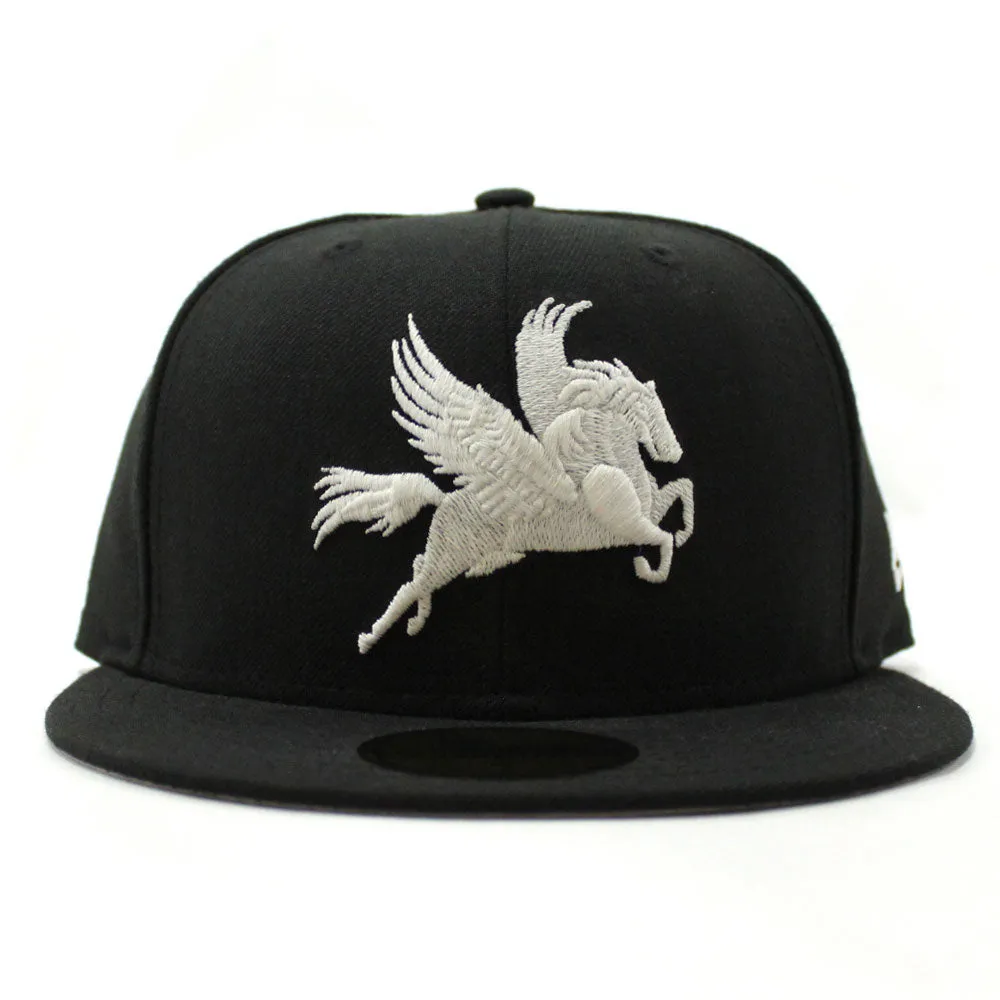 Pegasus New Era 59Fifty Fitted Hats (Black Glow in the Dark Gray Under Brim)