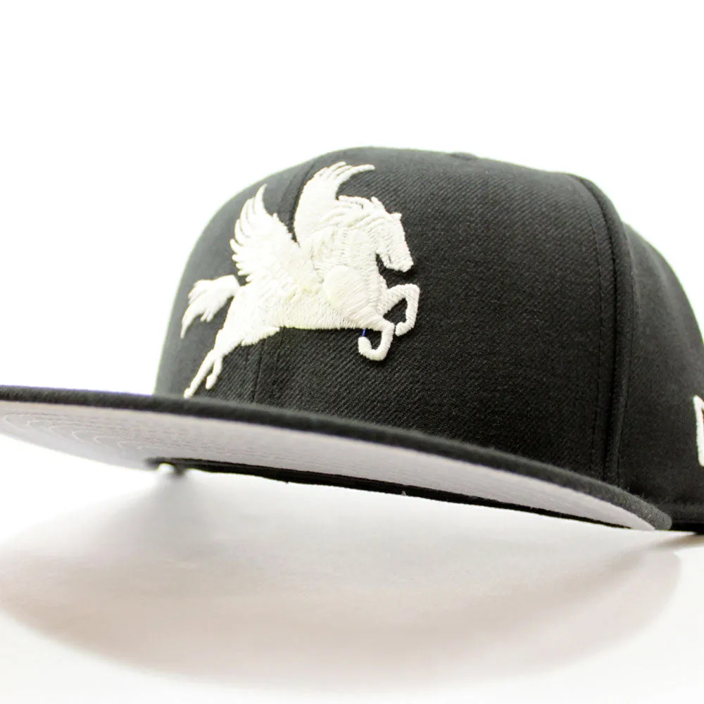 Pegasus New Era 59Fifty Fitted Hats (Black Glow in the Dark Gray Under Brim)