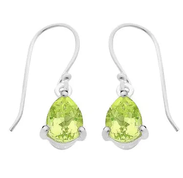 Peridot Set in Sterling Silver Drop Earrings M3175