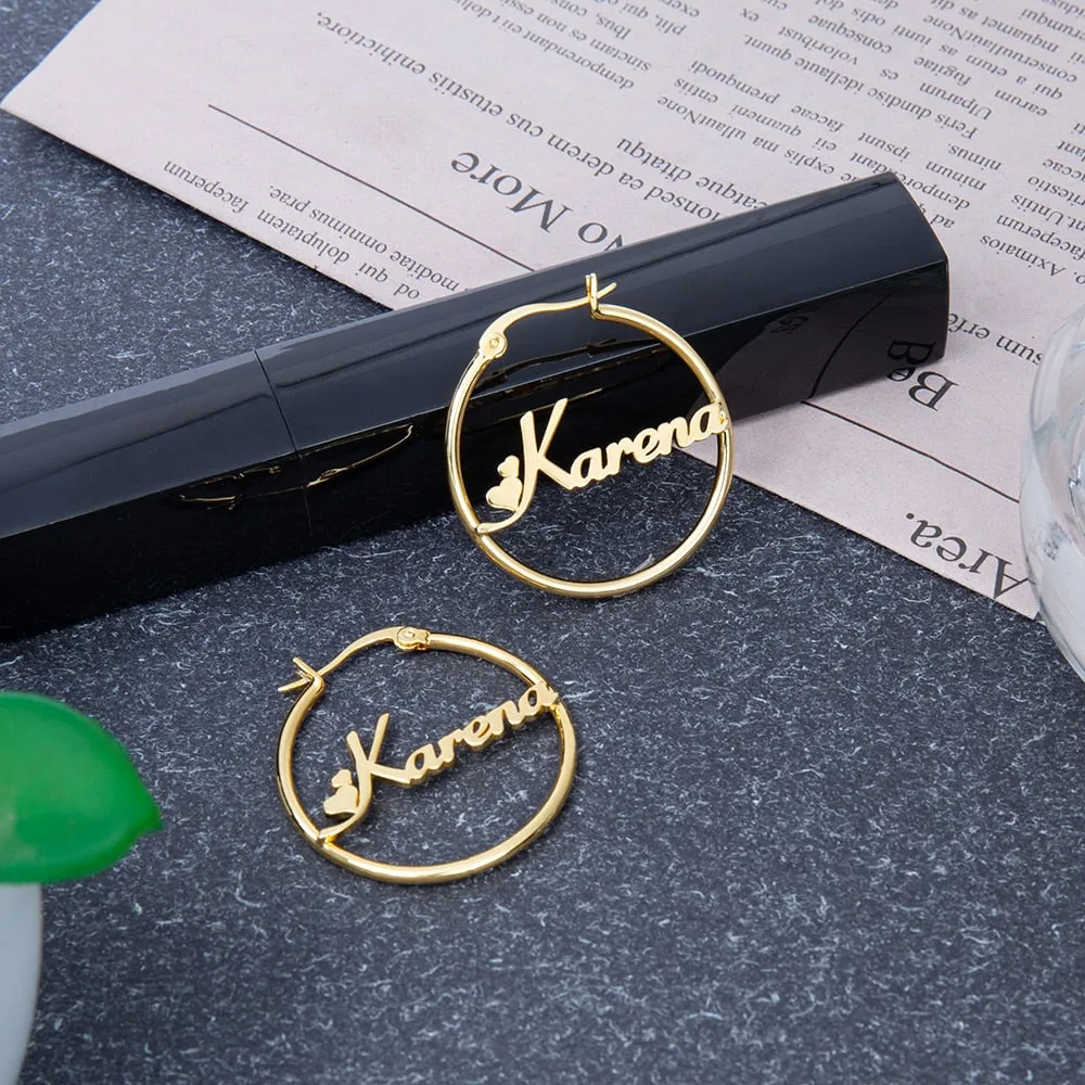 Personalized Sterling Silver Name Hoop Earrings For Women