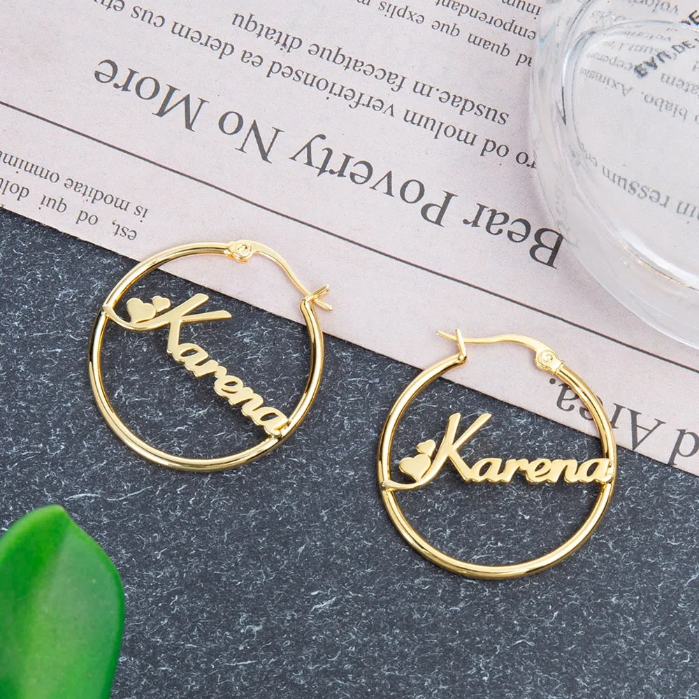 Personalized Sterling Silver Name Hoop Earrings For Women
