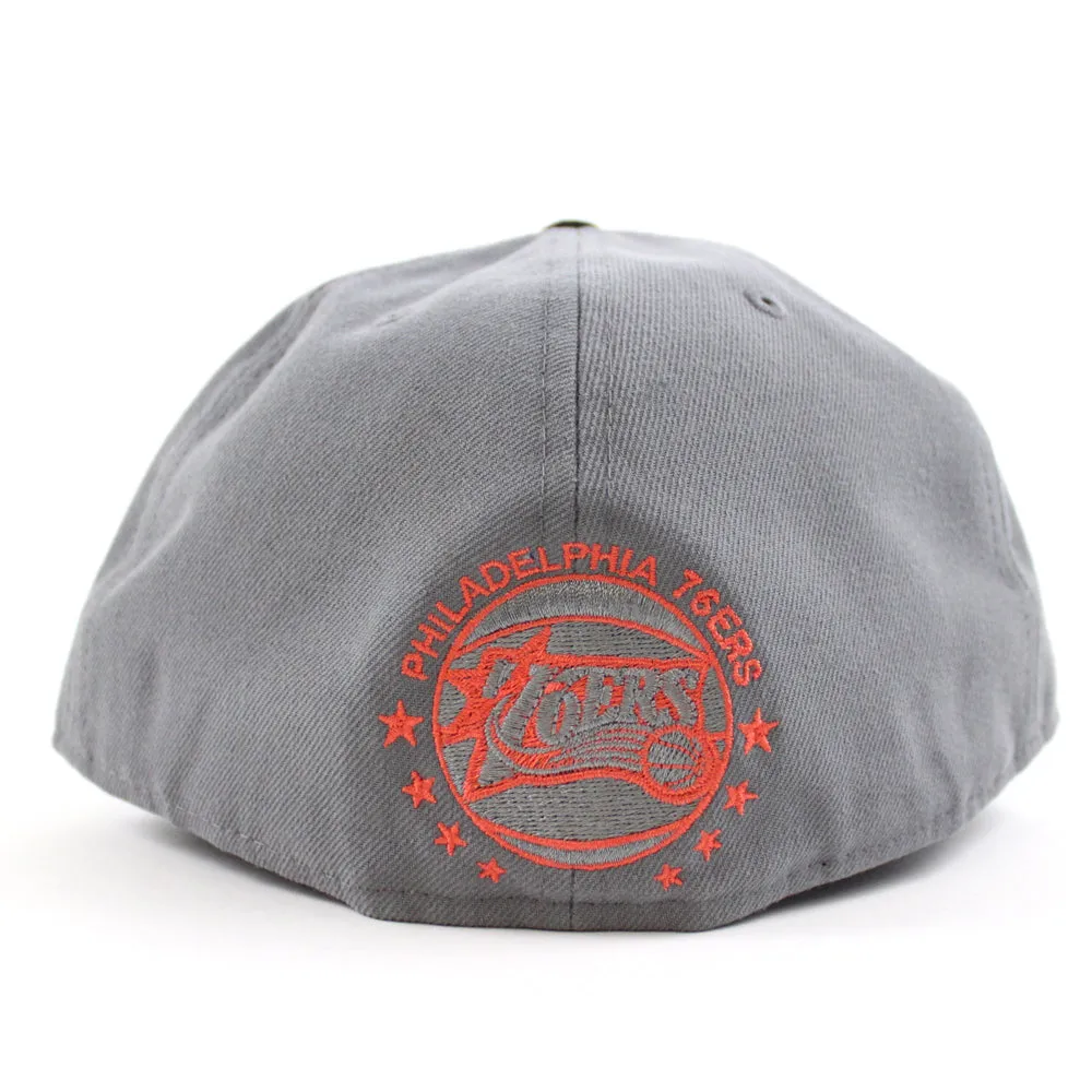 Philadelphia 76ers 59FIFTY New Era Fitted Hat (Air Jordan 5 Gray Hot Lava Gray BLACK LAVA RED)