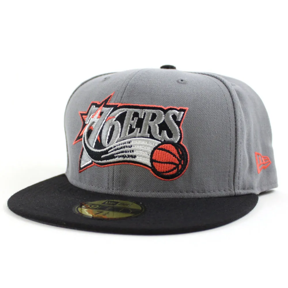 Philadelphia 76ers 59FIFTY New Era Fitted Hat (Air Jordan 5 Gray Hot Lava Gray BLACK LAVA RED)