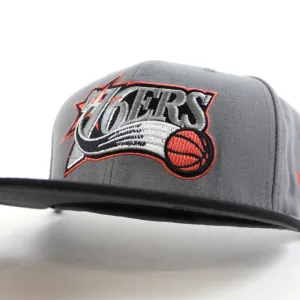 Philadelphia 76ers 59FIFTY New Era Fitted Hat (Air Jordan 5 Gray Hot Lava Gray BLACK LAVA RED)