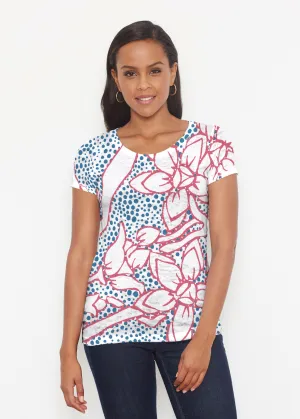 Polka Vine Red-Blue (8131) ~ Short Sleeve Scoop Shirt