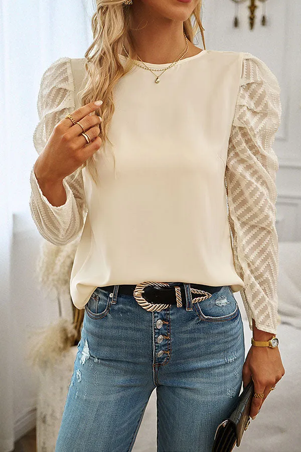 Puff Sleeve Back Tie Long Sleeve Top