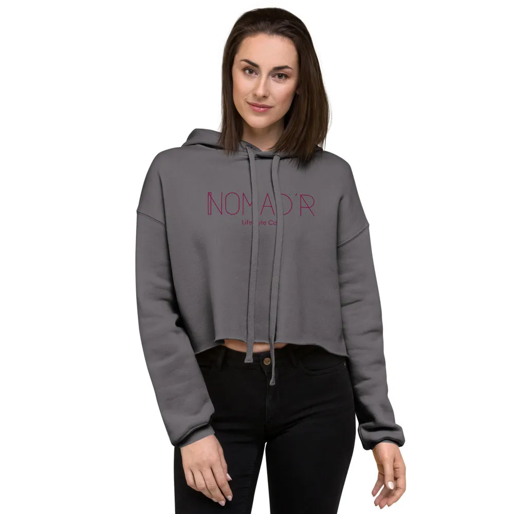 "Nomad'r- BURGUNDY" Crop Hoodie