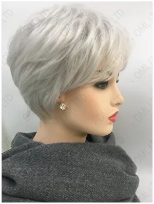 "Winnie" Short  Natural Silver/Grey Hair with Bang