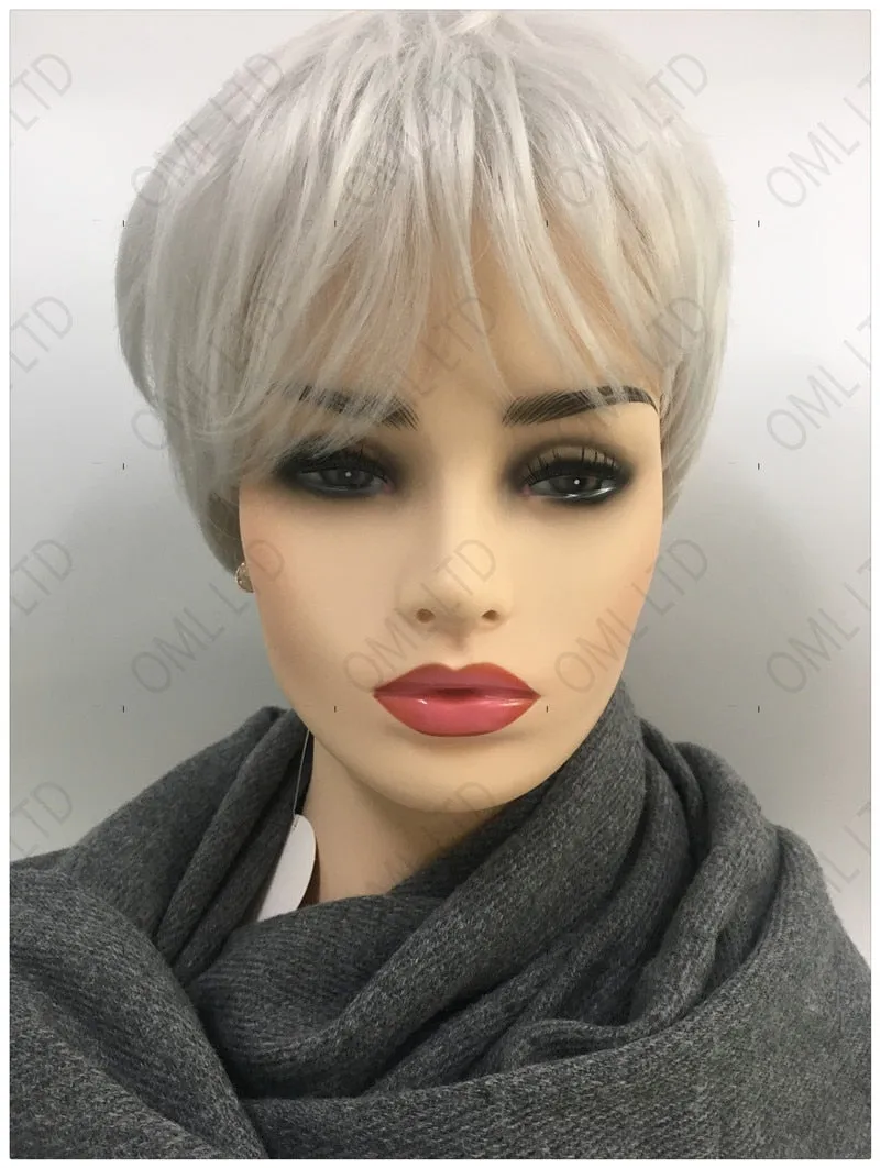 "Winnie" Short  Natural Silver/Grey Hair with Bang