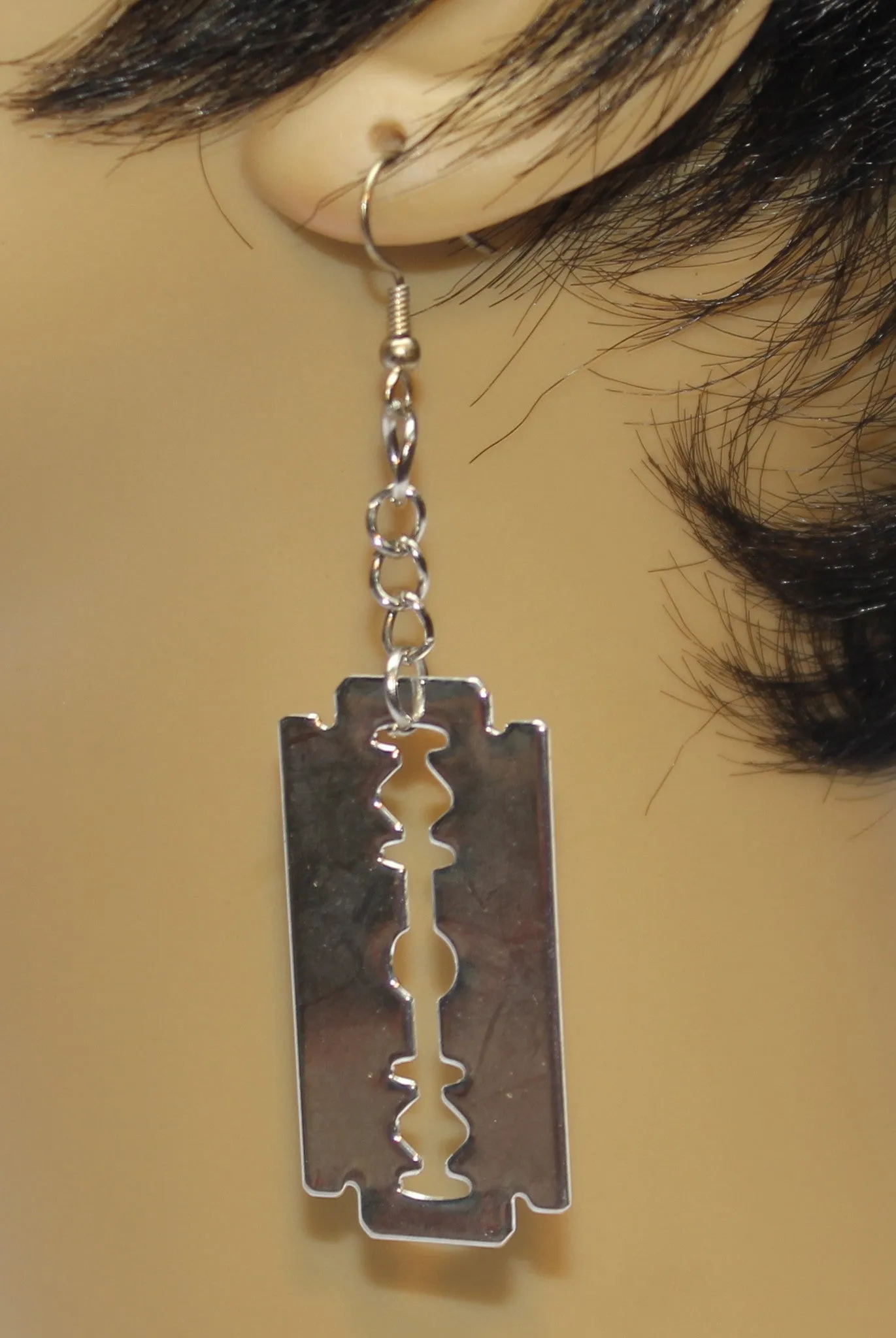 Razor Blade with Chain Earrings