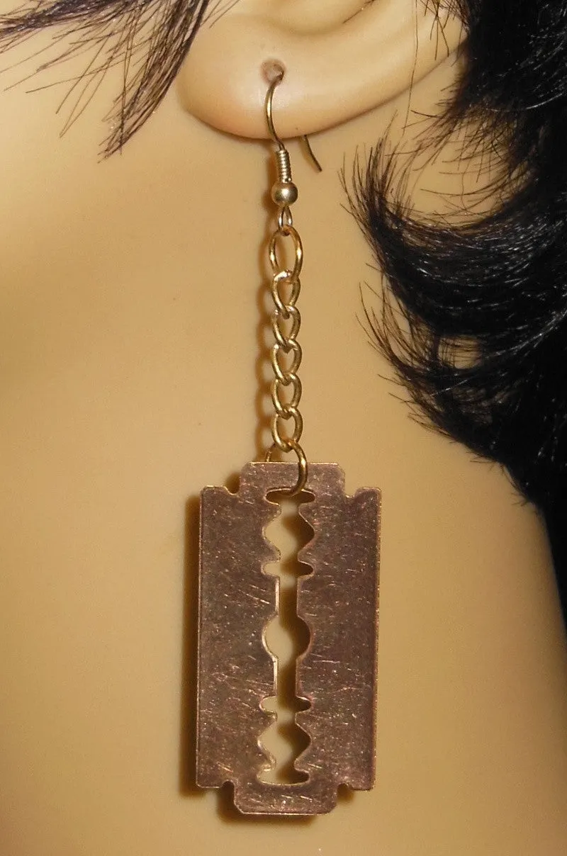 Razor Blade with Chain Earrings