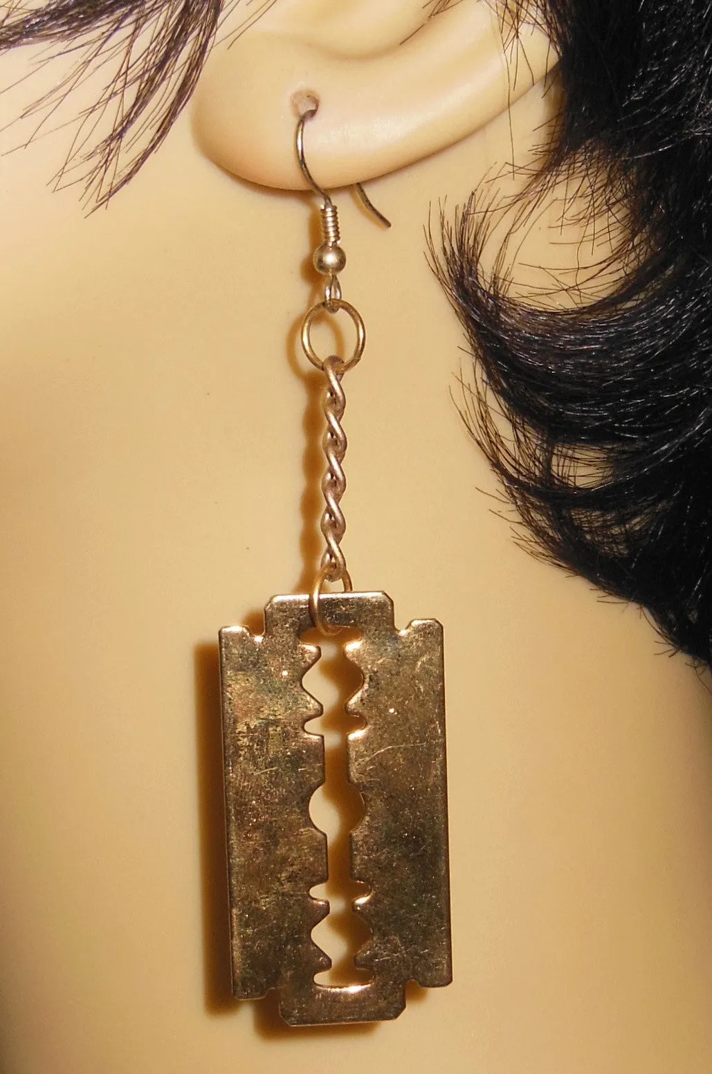 Razor Blade with Chain Earrings