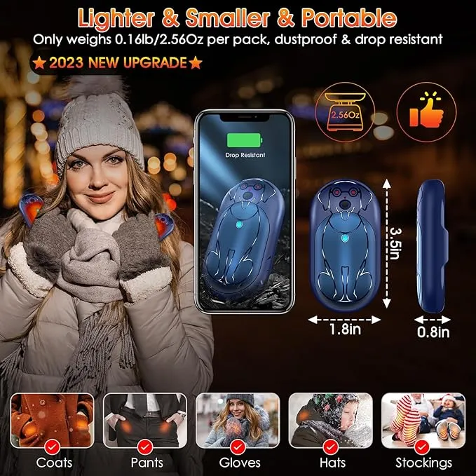 Rechargeable Hand Warmers 6000mAh Portable: Aleath Warm Gifts for Outdoor Hunting Camping - 2 Pack Electric Hot Handwarmers for Women Men