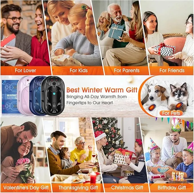 Rechargeable Hand Warmers 6000mAh Portable: Aleath Warm Gifts for Outdoor Hunting Camping - 2 Pack Electric Hot Handwarmers for Women Men