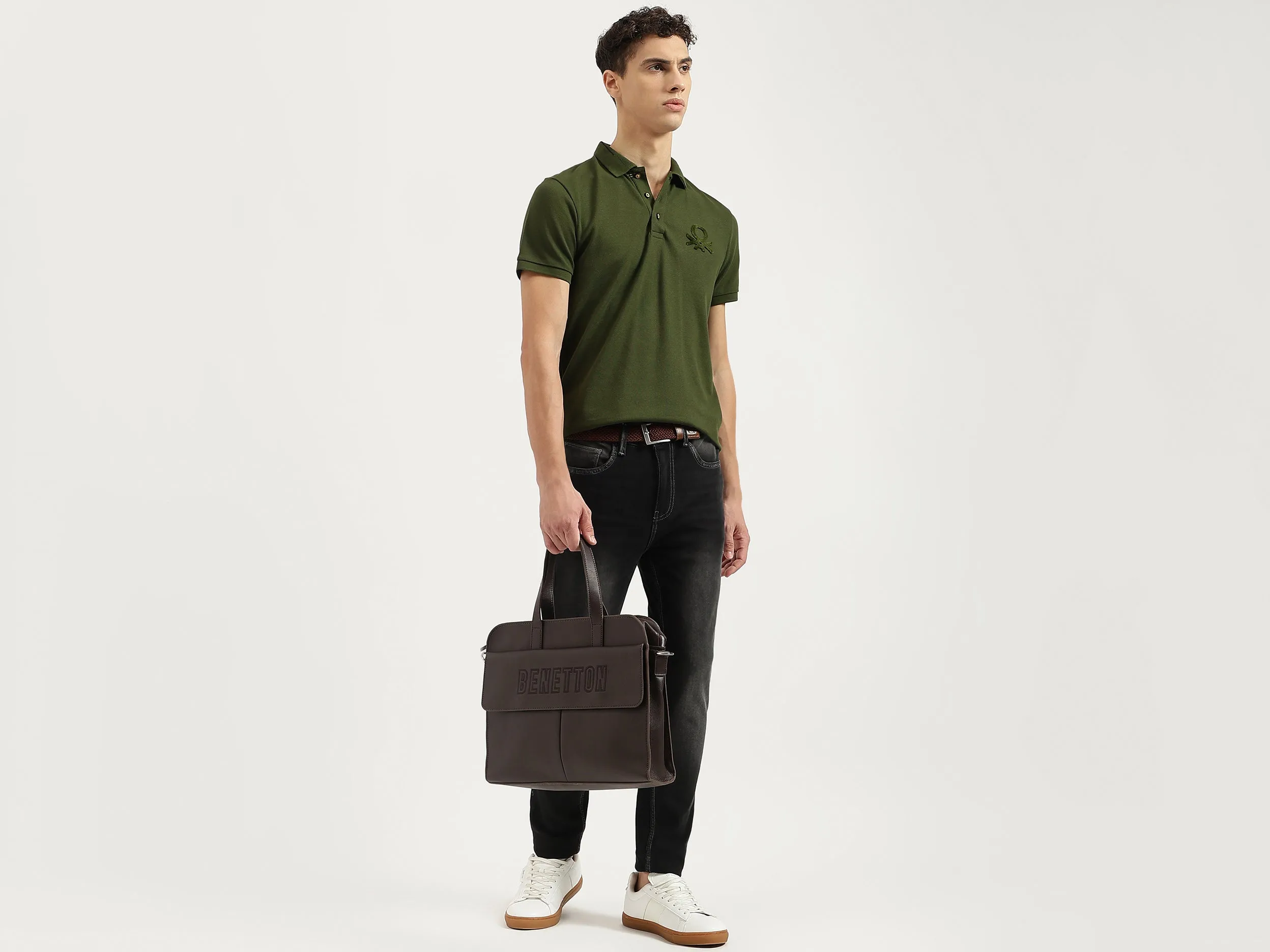 Regular Fit Polo Neck Solid Tshirt