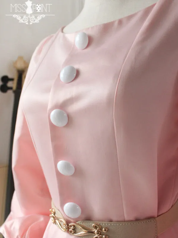 retro buttons swing satin dress