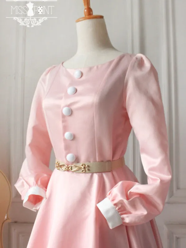 retro buttons swing satin dress