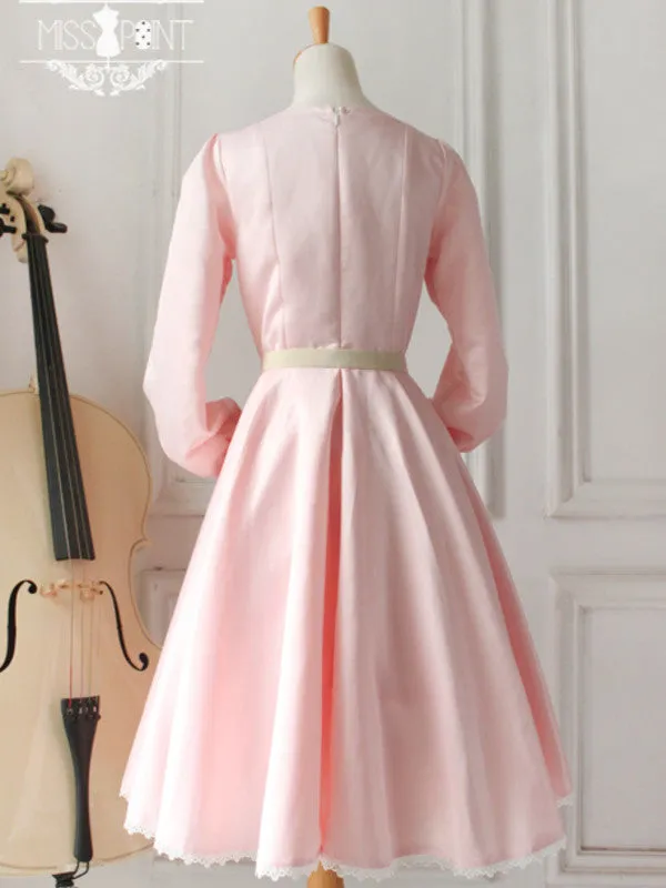 retro buttons swing satin dress