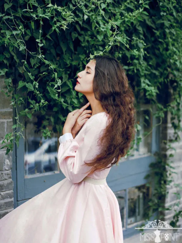retro buttons swing satin dress