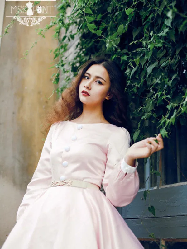 retro buttons swing satin dress