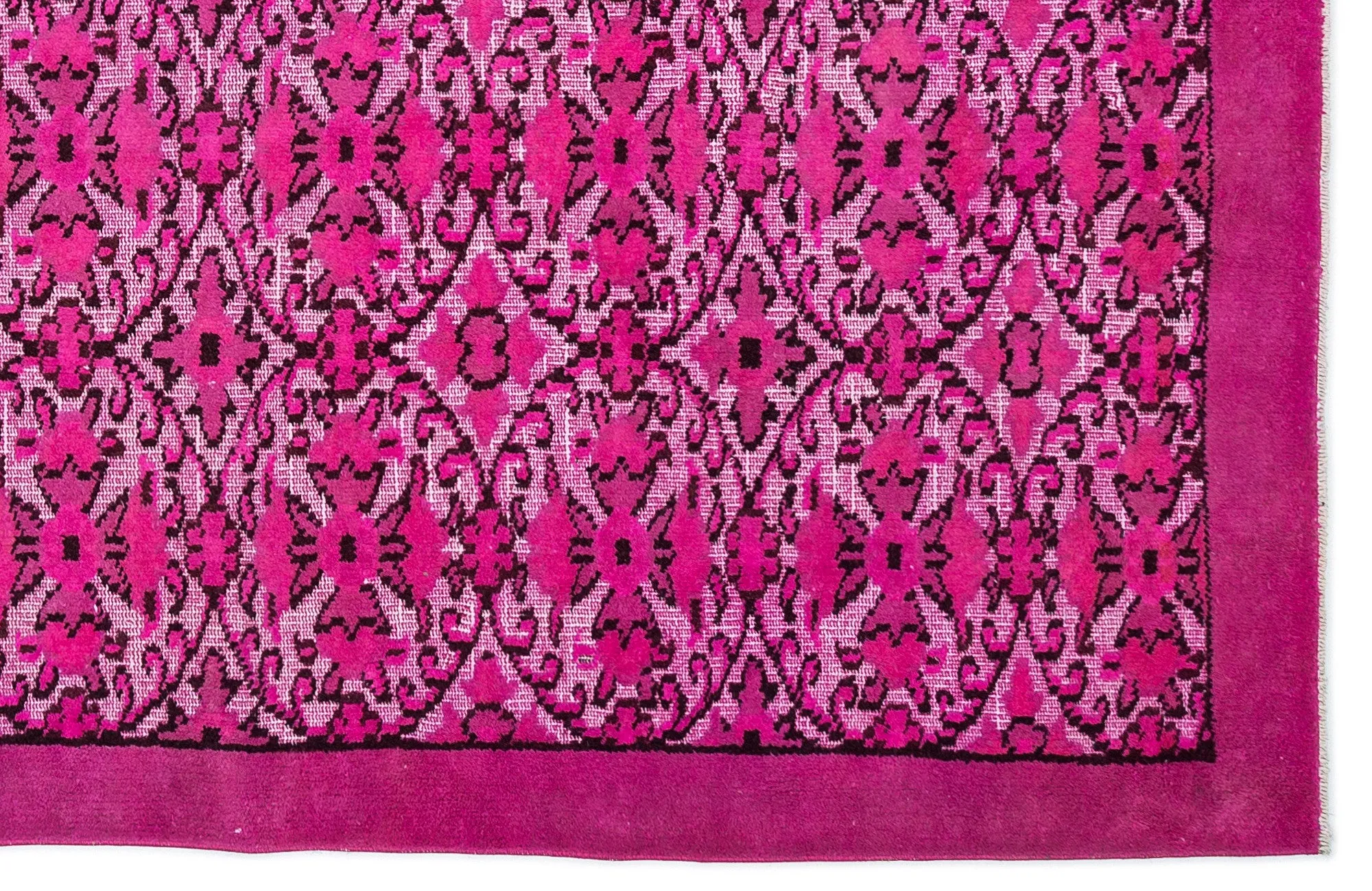 Retro Design Fuchsia Over Dyed Carved Rug 6'2'' x 9'8'' ft 189 x 295 cm