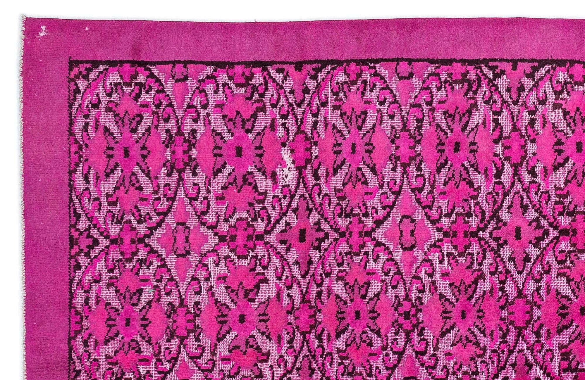 Retro Design Fuchsia Over Dyed Carved Rug 6'2'' x 9'8'' ft 189 x 295 cm