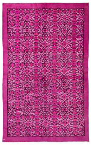 Retro Design Fuchsia Over Dyed Carved Rug 6'2'' x 9'8'' ft 189 x 295 cm