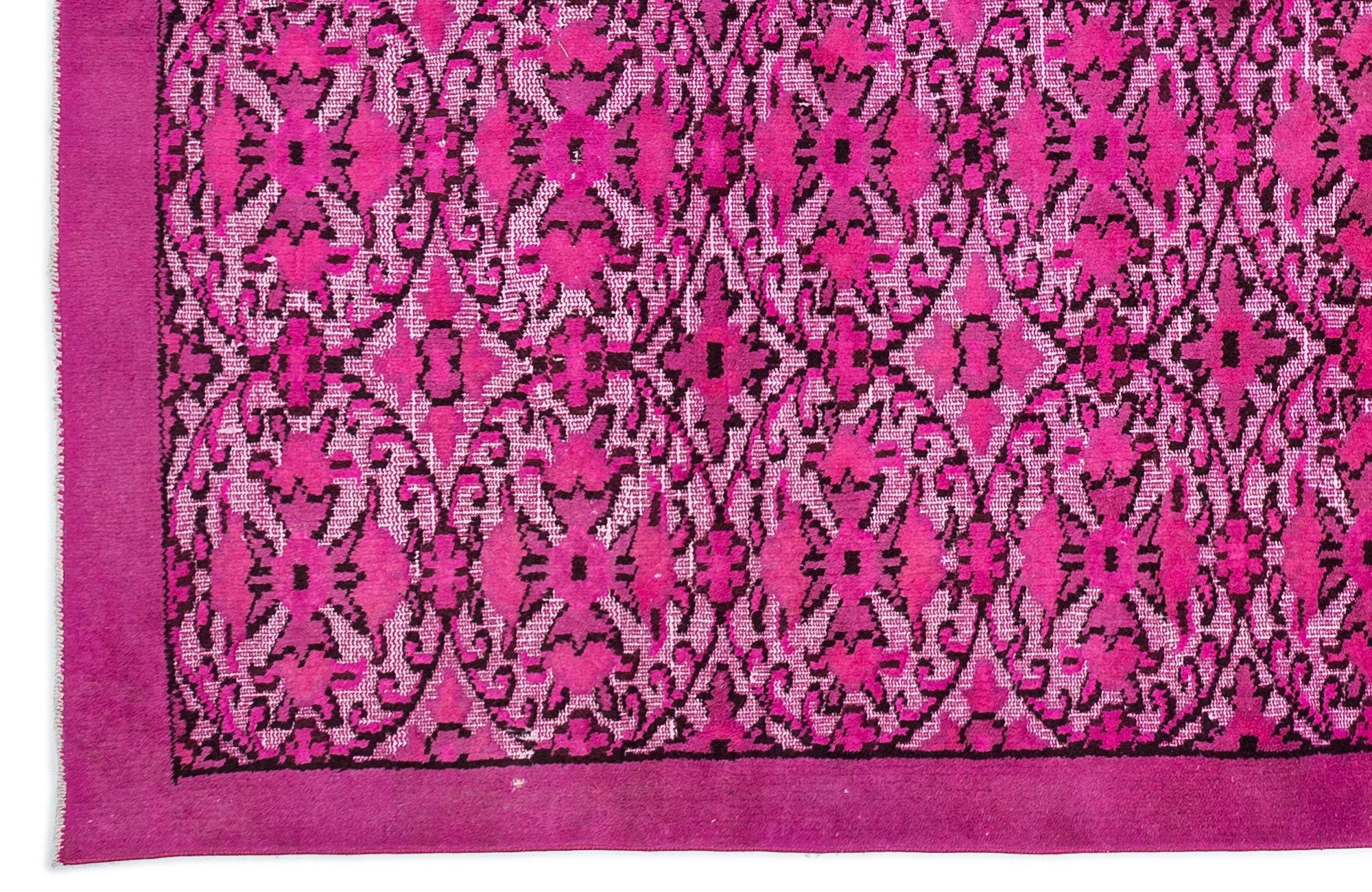 Retro Design Fuchsia Over Dyed Carved Rug 6'2'' x 9'8'' ft 189 x 295 cm