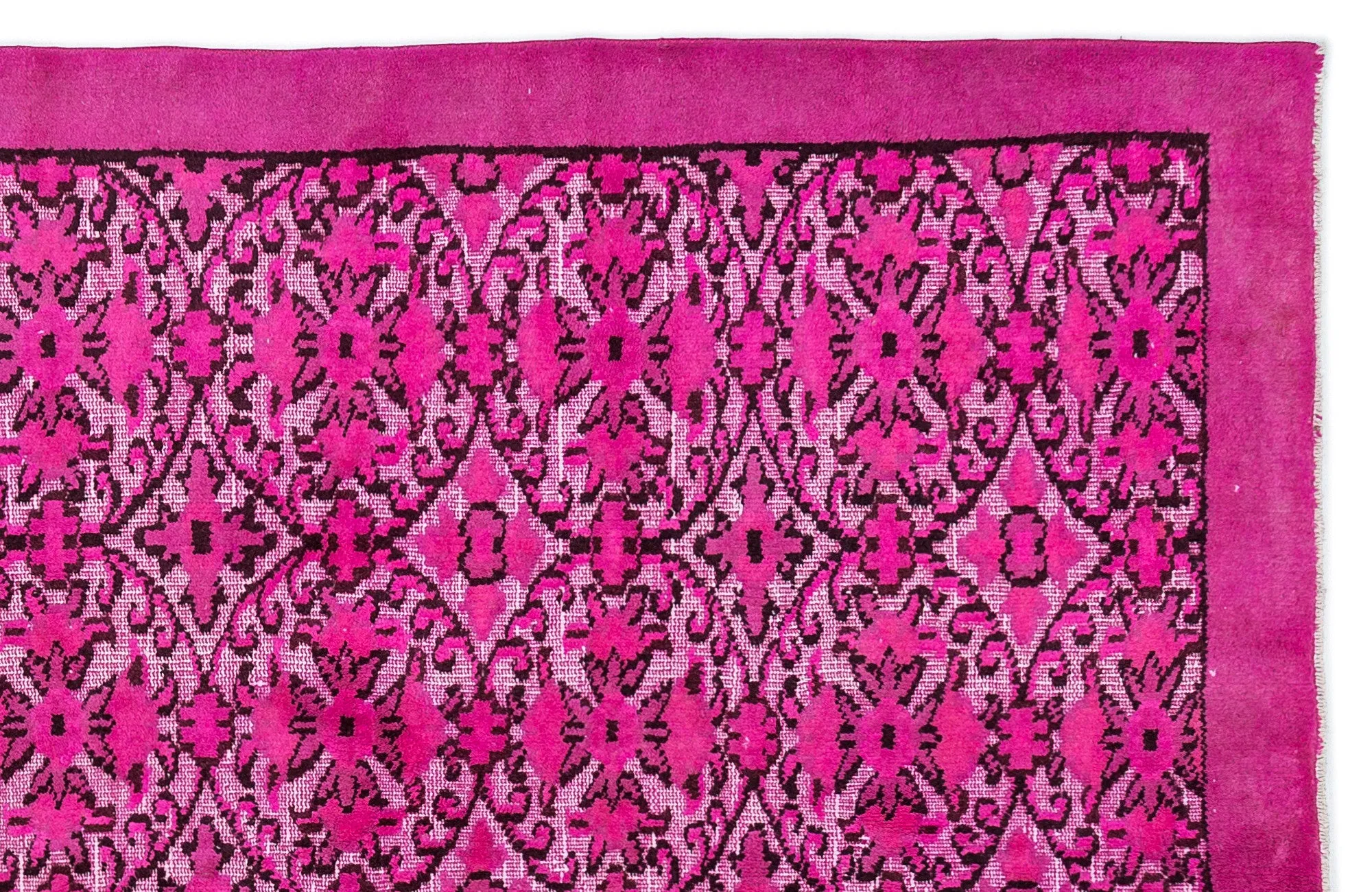 Retro Design Fuchsia Over Dyed Carved Rug 6'2'' x 9'8'' ft 189 x 295 cm
