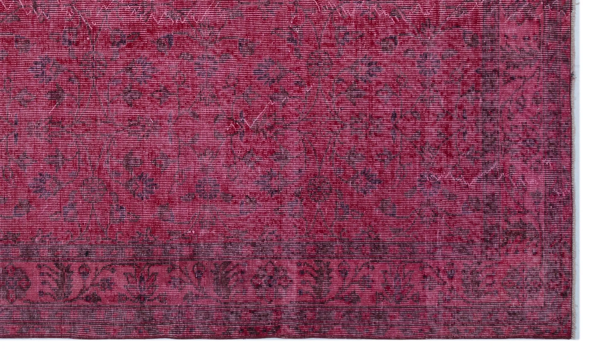Retro Design Fuchsia Over Dyed Vintage Rug 5'7'' x 9'7'' ft 170 x 291 cm