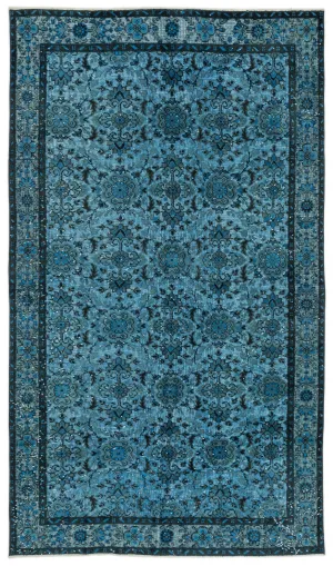 Retro Design Stone Blue Over Dyed Carved Rug 5'6'' x 9'7'' ft 168 x 292 cm