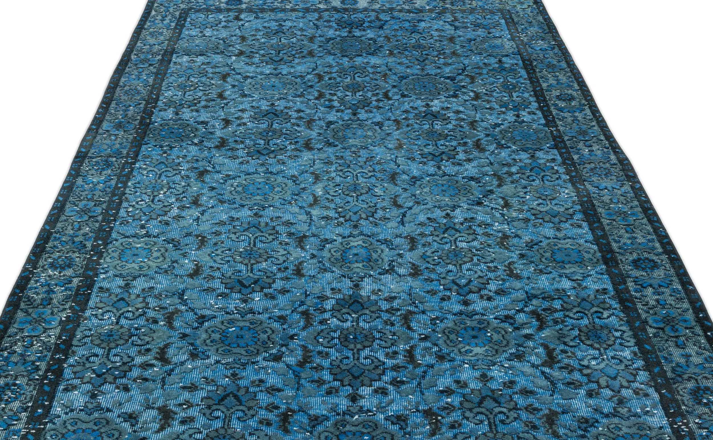 Retro Design Stone Blue Over Dyed Carved Rug 5'6'' x 9'7'' ft 168 x 292 cm