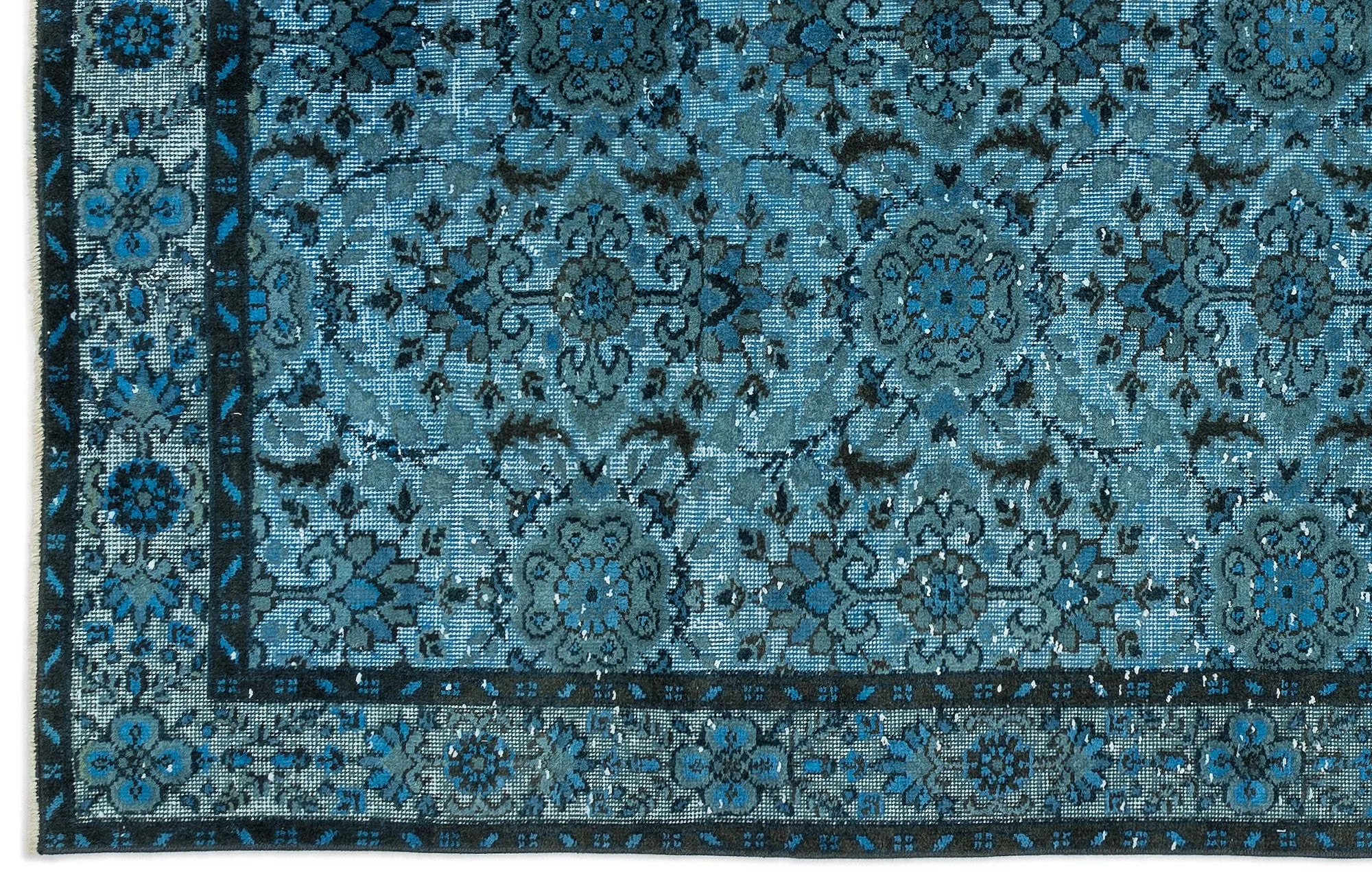 Retro Design Stone Blue Over Dyed Carved Rug 5'6'' x 9'7'' ft 168 x 292 cm