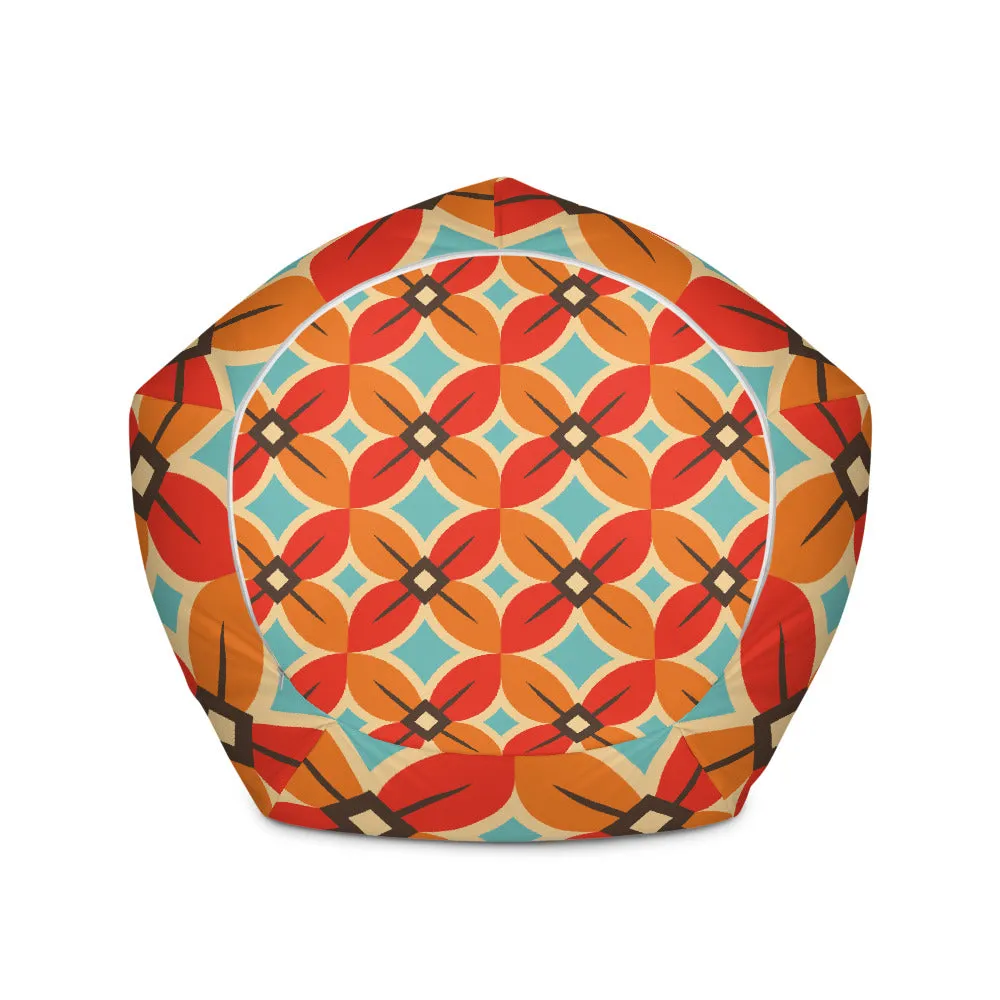 Retro Flower Pattern - Sustainably Made Bean Bag Chair Cover