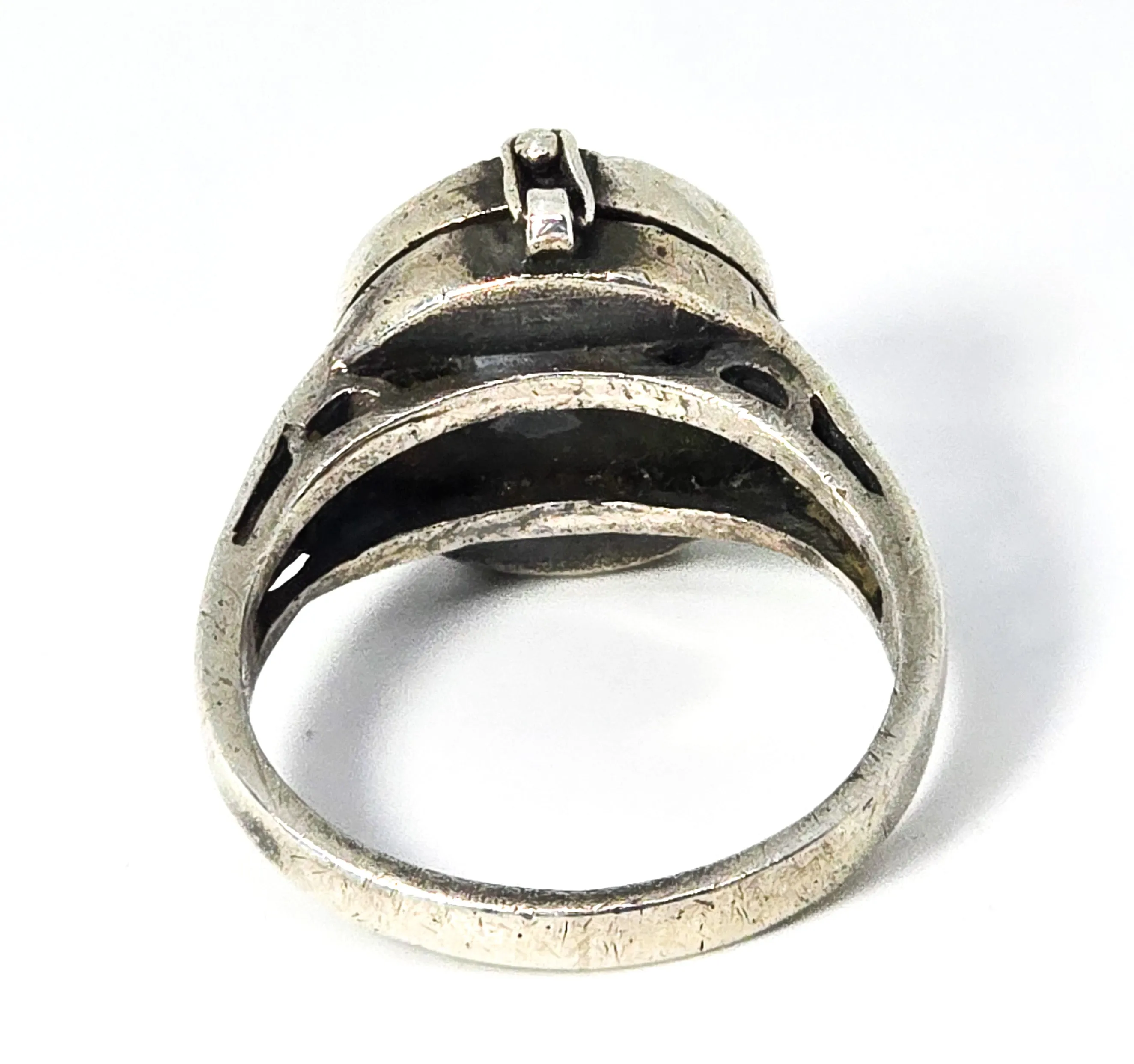 Retro hippy Sun 1970 vintage sun face sterling silver poison ring size 6