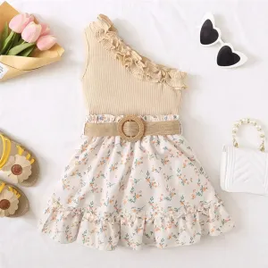 Retro Off-Shoulder Top Flowers Skirt