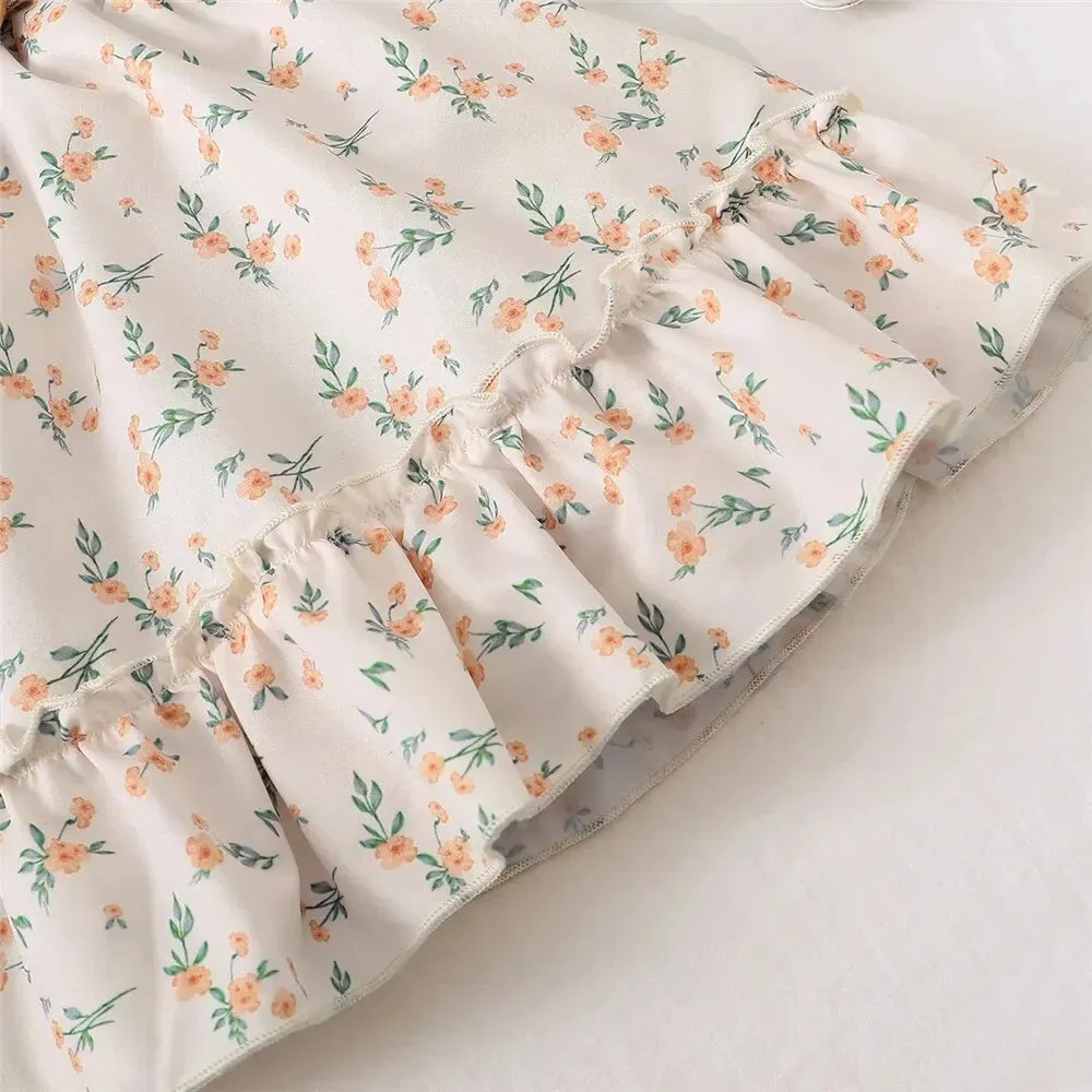 Retro Off-Shoulder Top Flowers Skirt