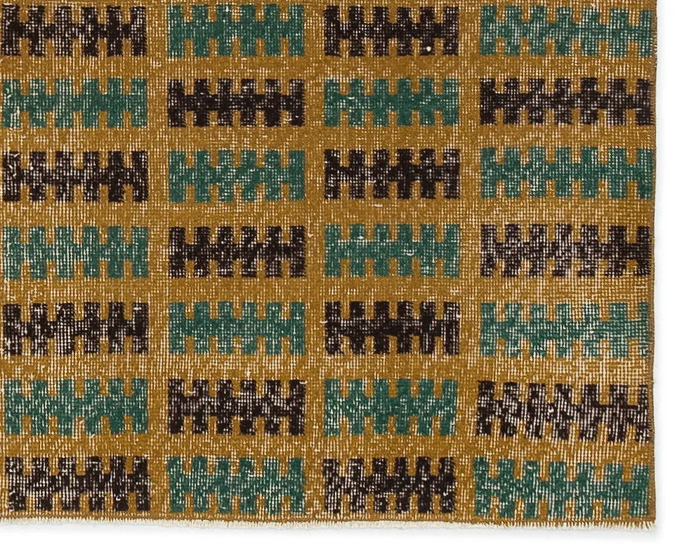 Retro Over Dyed Vintage Rug 3'8'' x 4'7'' ft 111 x 140 cm