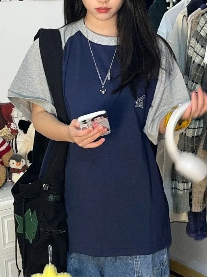 Retro Oversize Raglan Short Sleeve Top