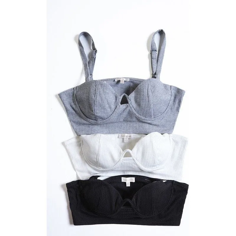 Rib Solid Cami Bra