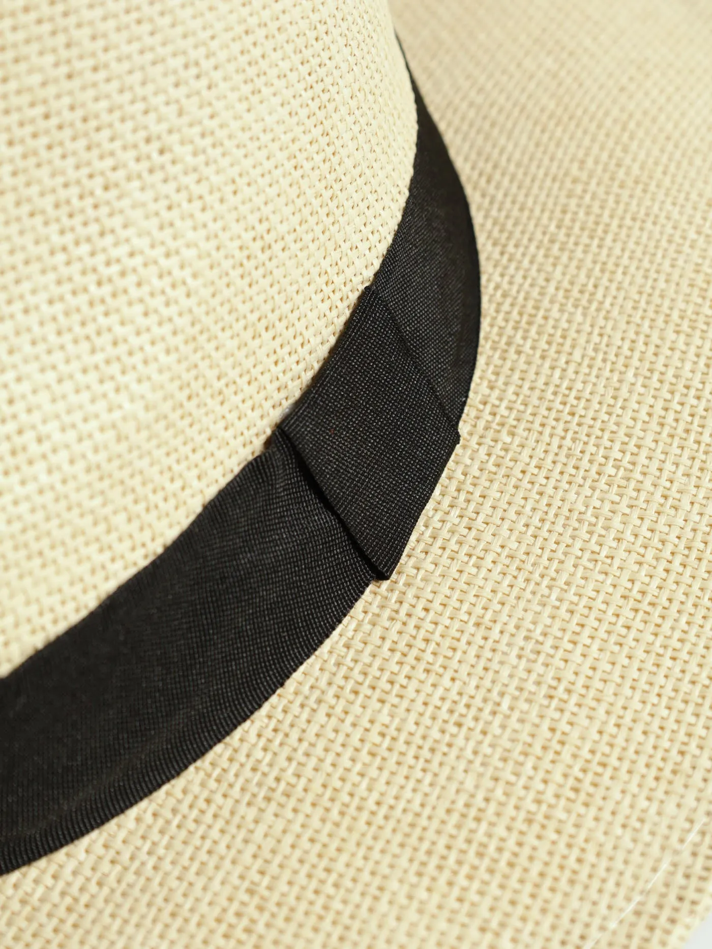 Ribbon Panama Hat - Natural/ Black