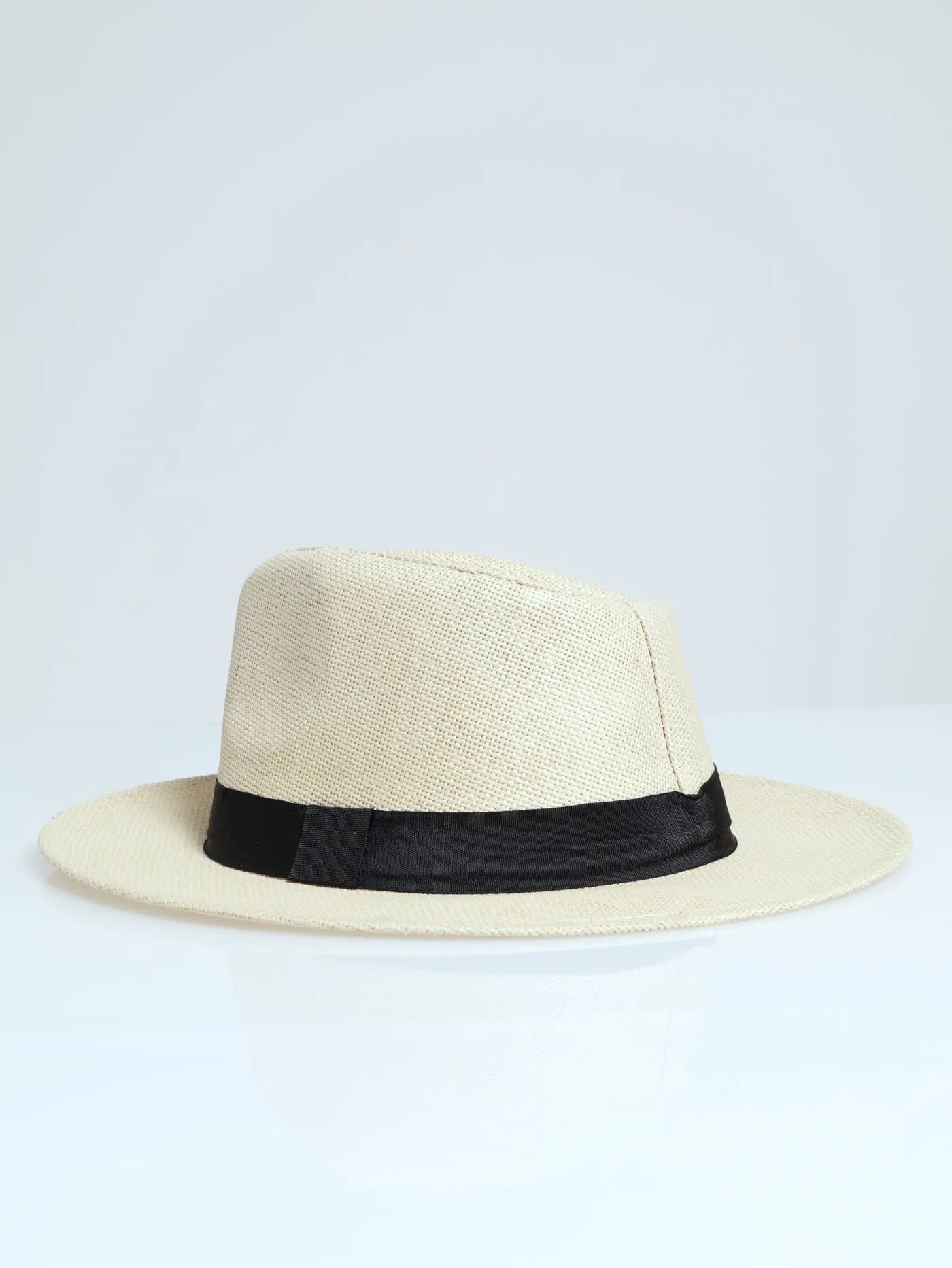 Ribbon Panama Hat - Natural/ Black