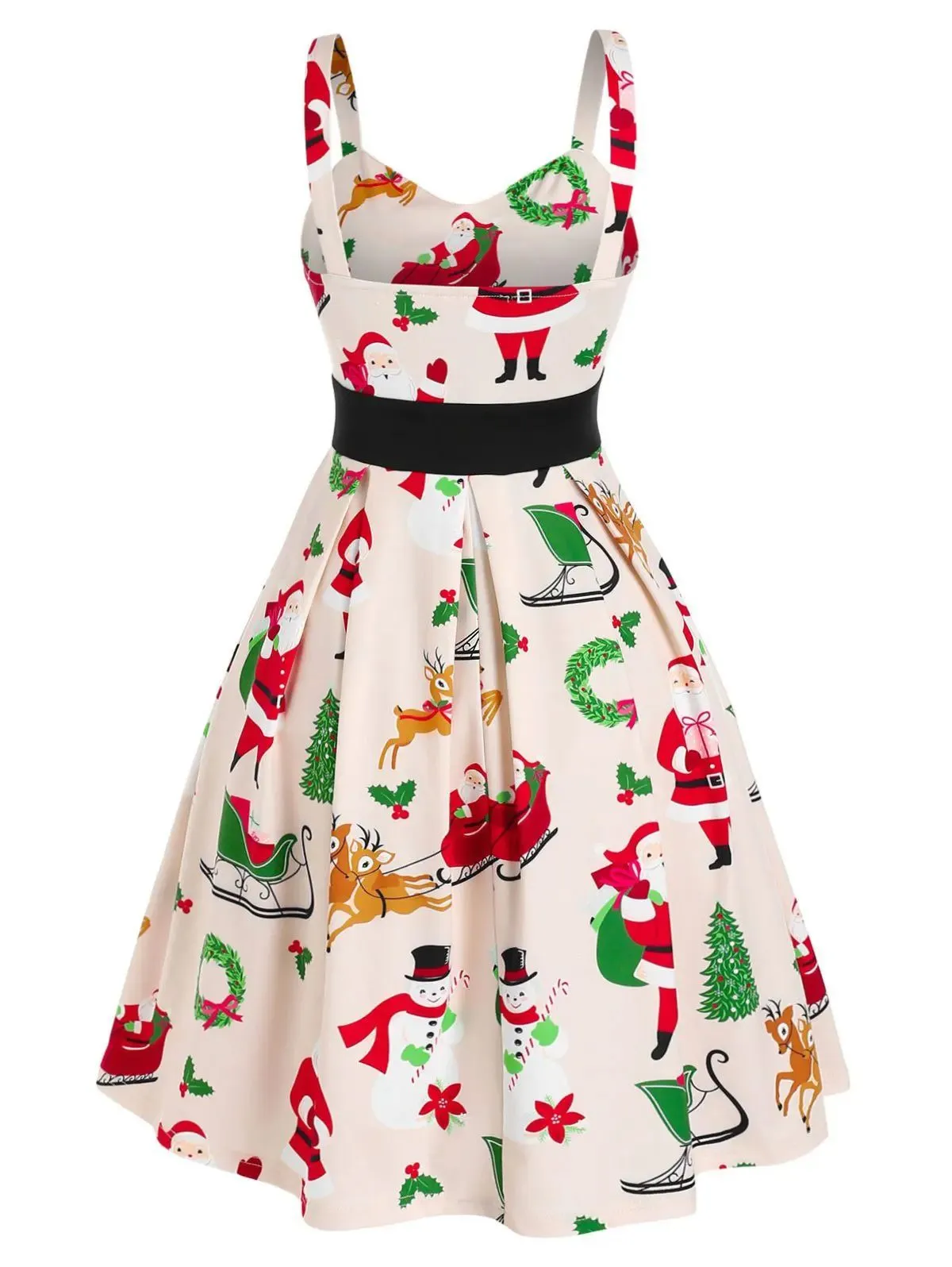 Robe Trapèze Boutons Noël Années 1950