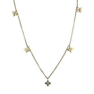 Roberto Coin 18k Yellow Gold Diamond Flower Station Necklace